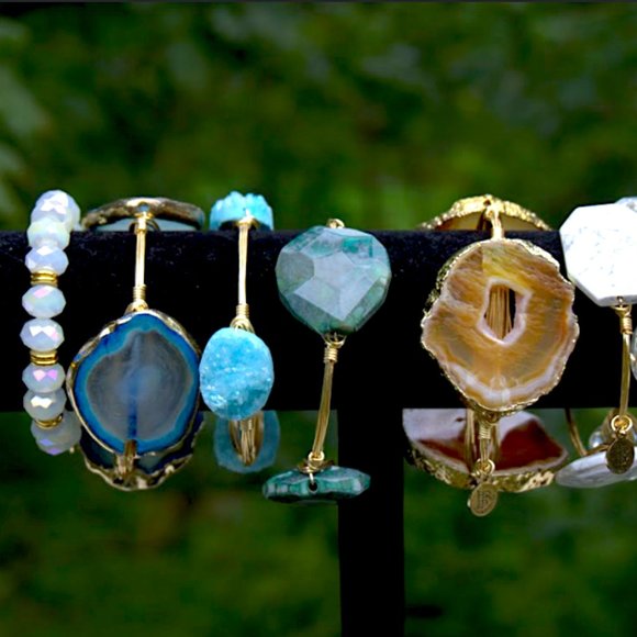 Bourbon & Bowties | Teal Crystal Chunky Bangle - Picture 7 of 7